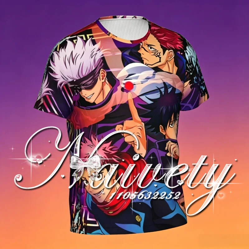 Summer New Jujutsu Kaisen Gojo Yuji Megumi Sukuna 3D Print Quick Dry Unisex Breathable Anime Sports Fans Short Sleeve T-shirt