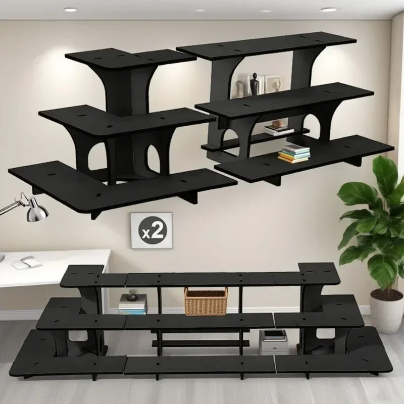 2026-High-quality 3Tier Wood Corner Display Stand 3Step Tiered OrganizerBlack Splicing Style for Candle Soap Vendor Events