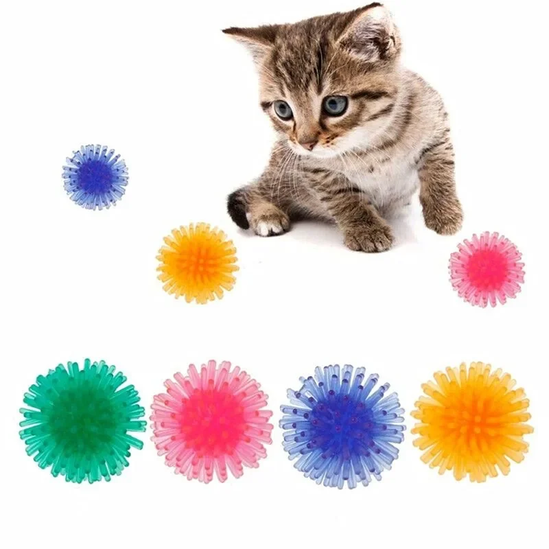 Bola de erizo para gato, juguete creativo de plástico elástico, interactivo, suave, suministros para mascotas, 5/10 piezas