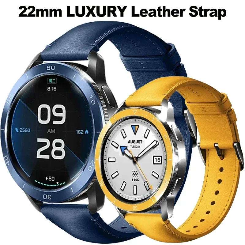 Luxury Leather Strap 22MM for Xiaomi Watch S4/S3/S2/S1 Pro/Active Soft Bracelet for Watch Color 2/1 Sport Series Band Accessorie