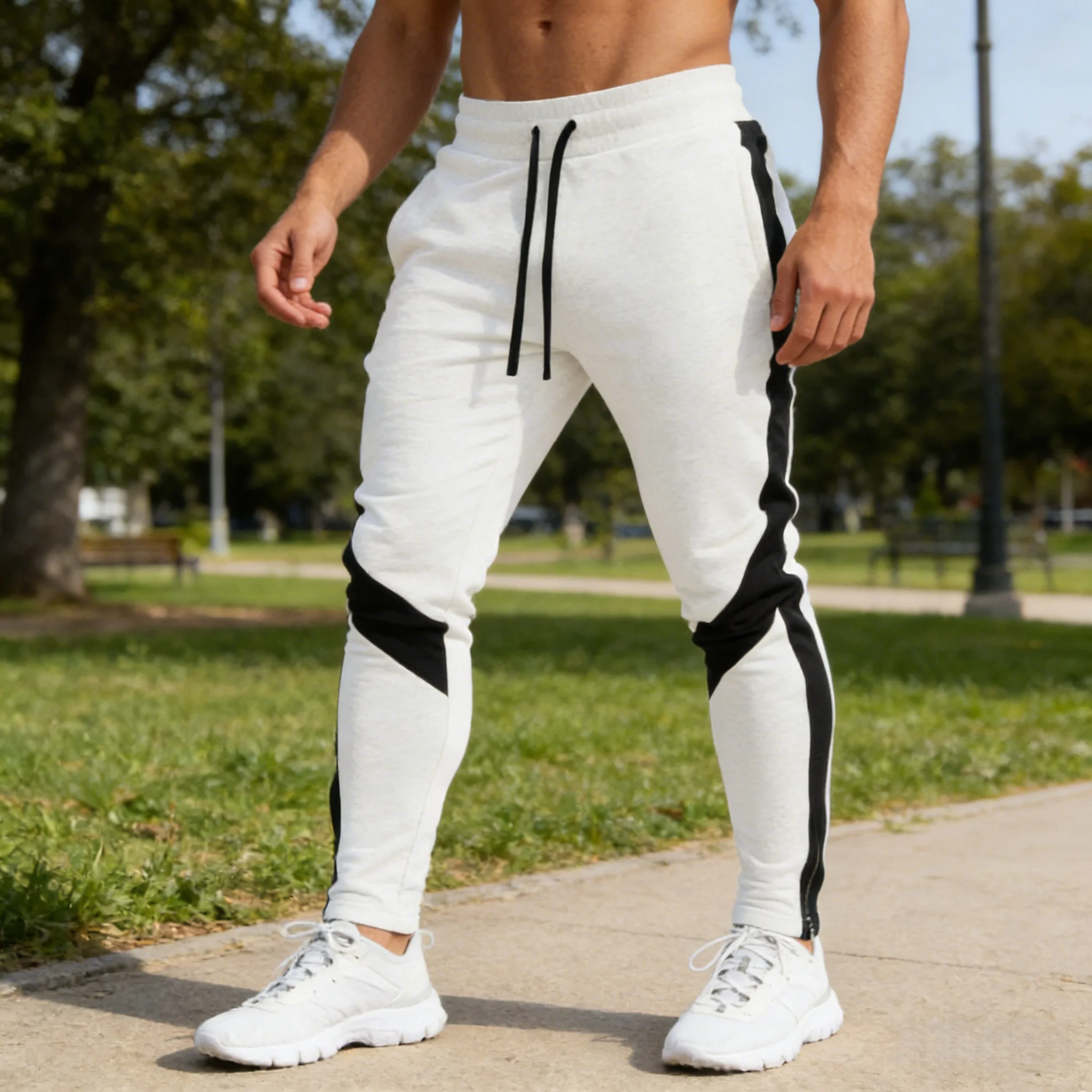 

Men's Fashion Quick Dry Pants male Lightweight Hiking Jogging Running Trousers Breathable Workout Gym Ankle Tied Athletic Pants