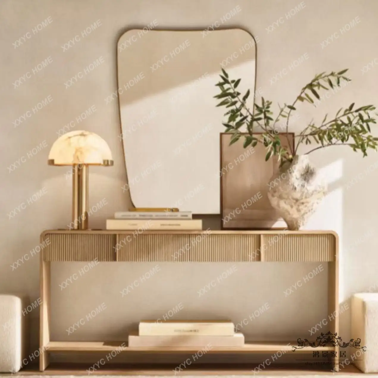 Retro Xuanguantai solid wood decorative partition aisle display storage table exit