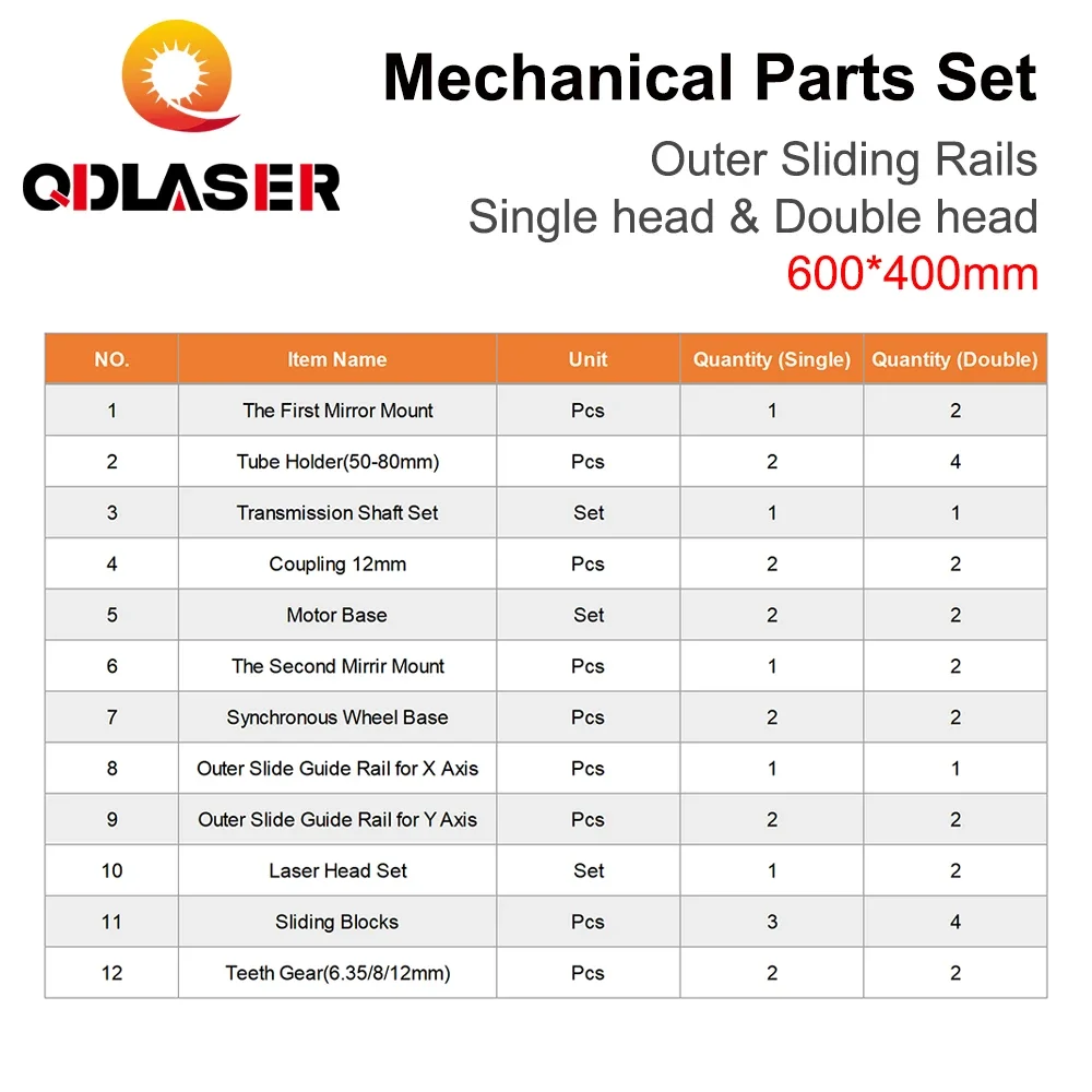 Kit di scorrimento esterno Laser meccanico QDLASER 600mm * 400mm Laser CO2 fai da te 6040 per macchina da taglio per incisione Laser CO2