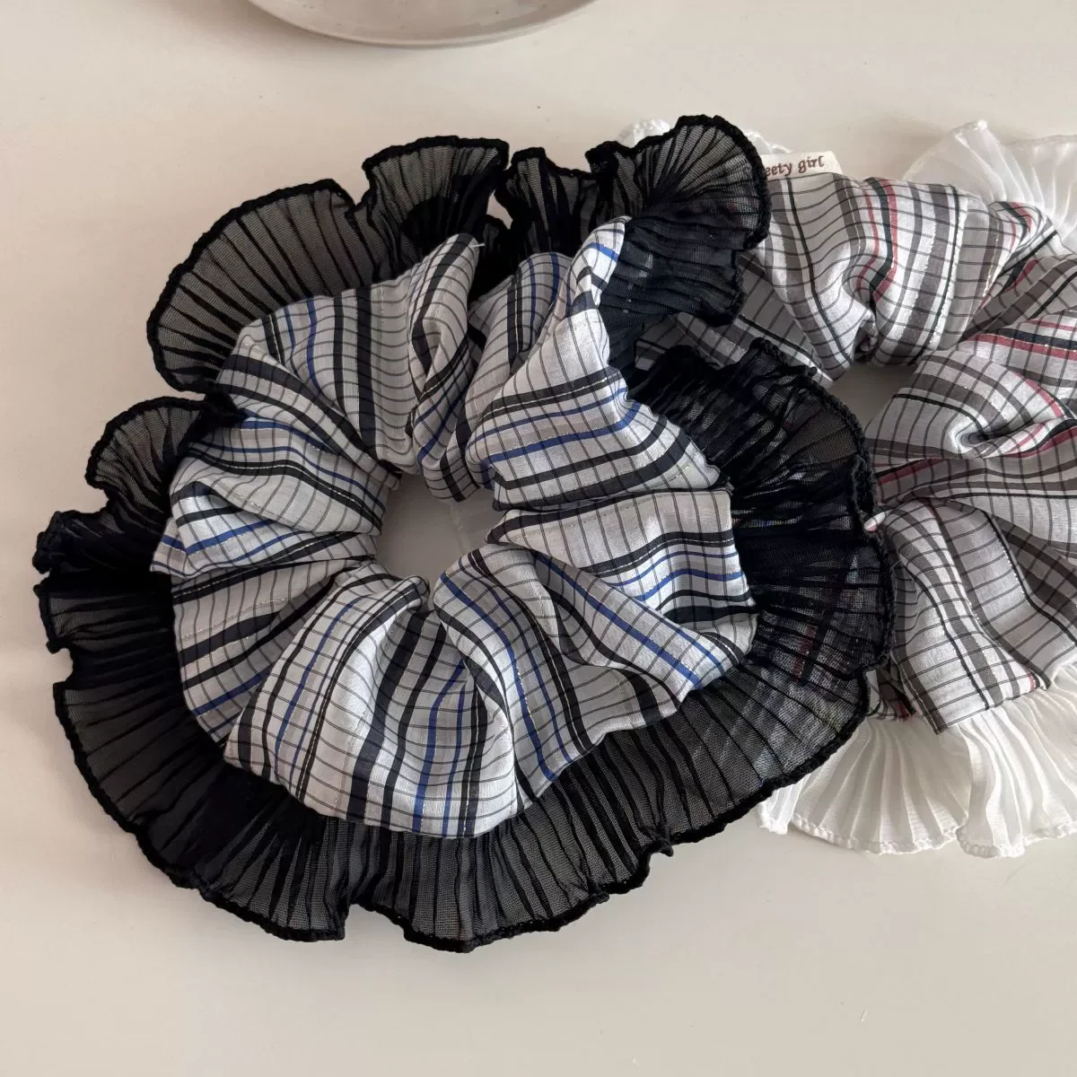 

Simple Retro Organ Lace Stripe High Elastic Scrunchie Fashion Fabric Ponytail Hair Rope Hair Accessories For Woman Girls