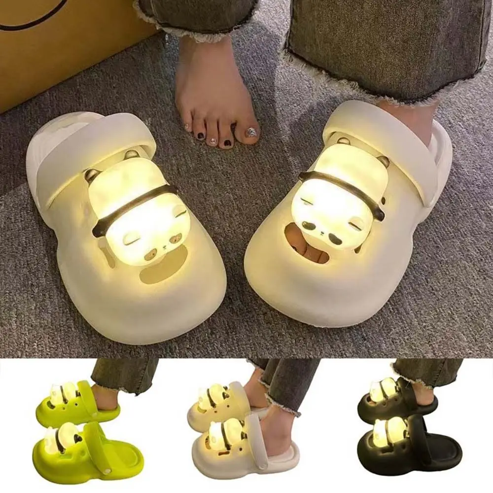 

Cartoon Luminous Slippers Women 3D Animal Panda Platform Lighting Panda Slippers Thick Anti Slip Thick Soled Slippers Homewear