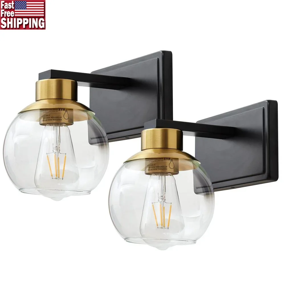 

2 Pack Wall Lights Modern Sconces Globe Glass Lamps Indoor Lighting Fixtures Bathroom Hallway Restaurant Bedroom Decor