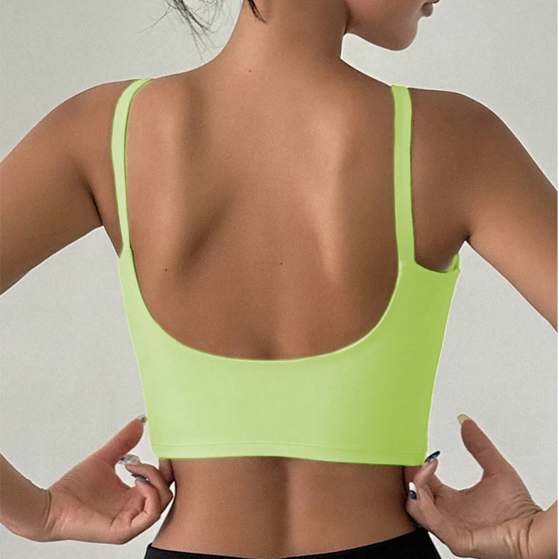 Yoga-Unterwäsche für Damen, atmungsaktiv, solides U-förmiges Fitness-Sport-BH-Oberteil mit Brustpolster, für Fitnessstudio, sportlich, eng, Workout, Joggen, Laufweste – Detail 3