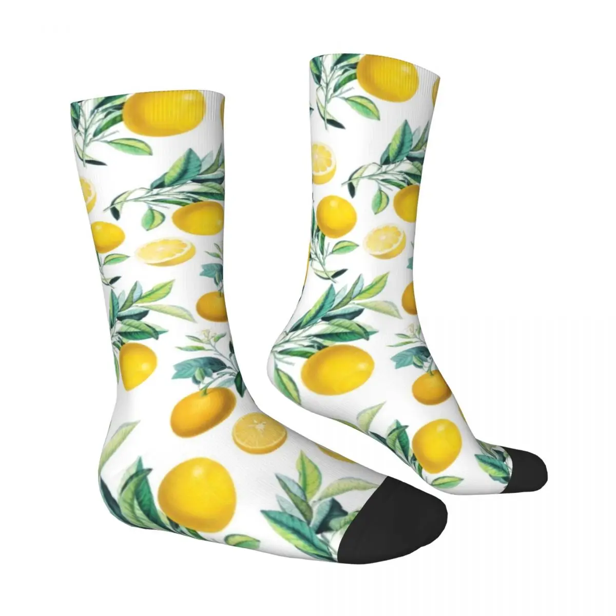 Oranges Pattern Socks Autumn Green Leaf Fruit Print Stockings Fashion Women Men Quality Socks Printed Cycling Non Skid Socks