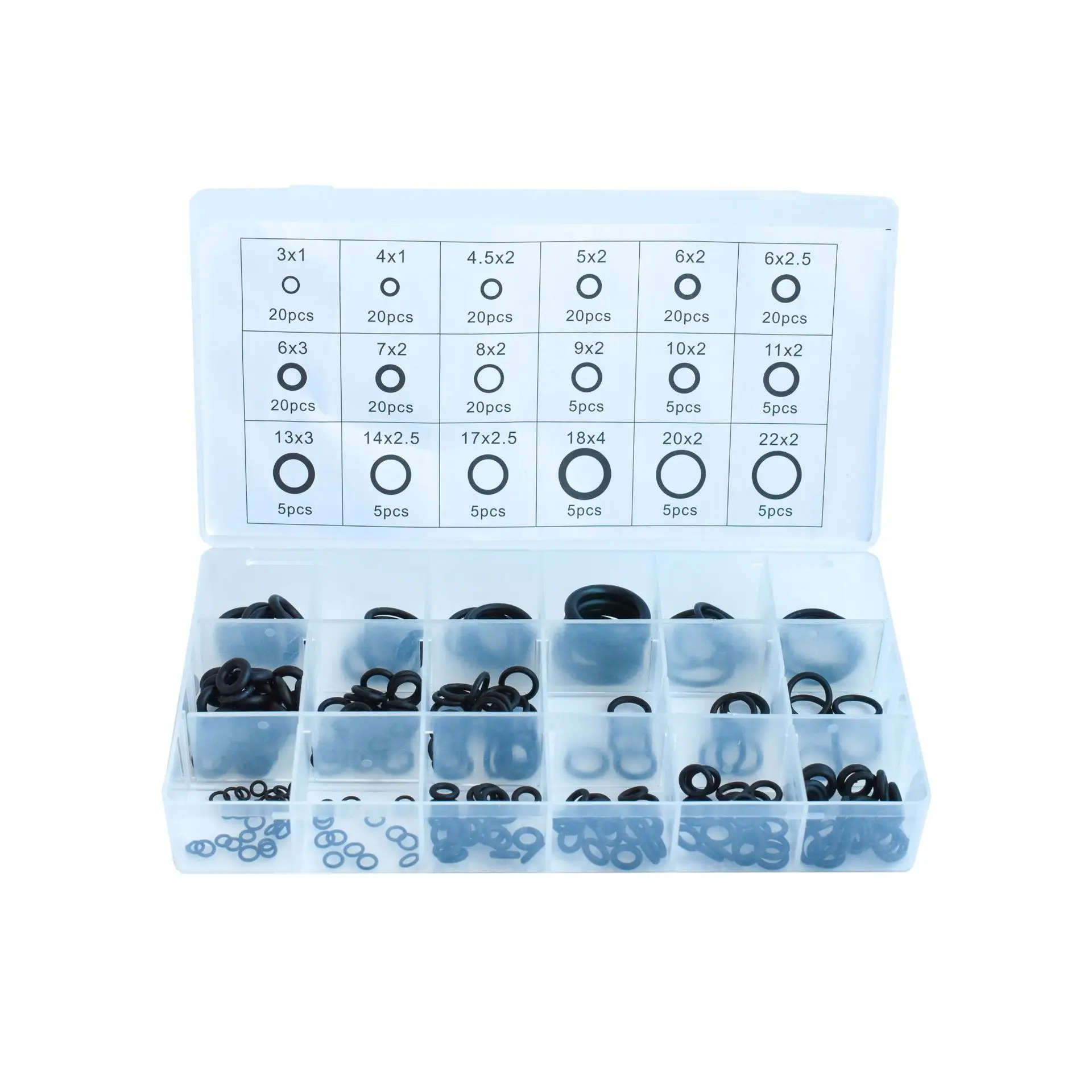 225pcs Rubber O Ring Kits 18 Sizes Sealing Gasket Washer Made of Nitrile Rubber Automotive AC O-Rings Kit