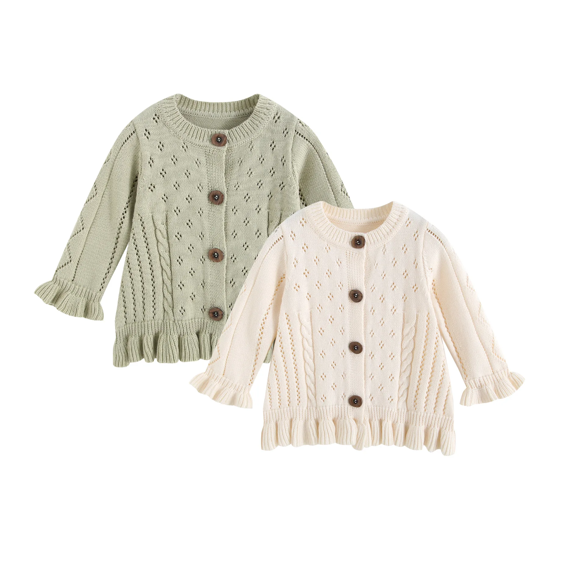 

0-4Y Spring Girls Top Cotton Knit Cardigan Solid Color Flare Long Sleeve kids Sweater Sweet Princess Style Girls Clothes