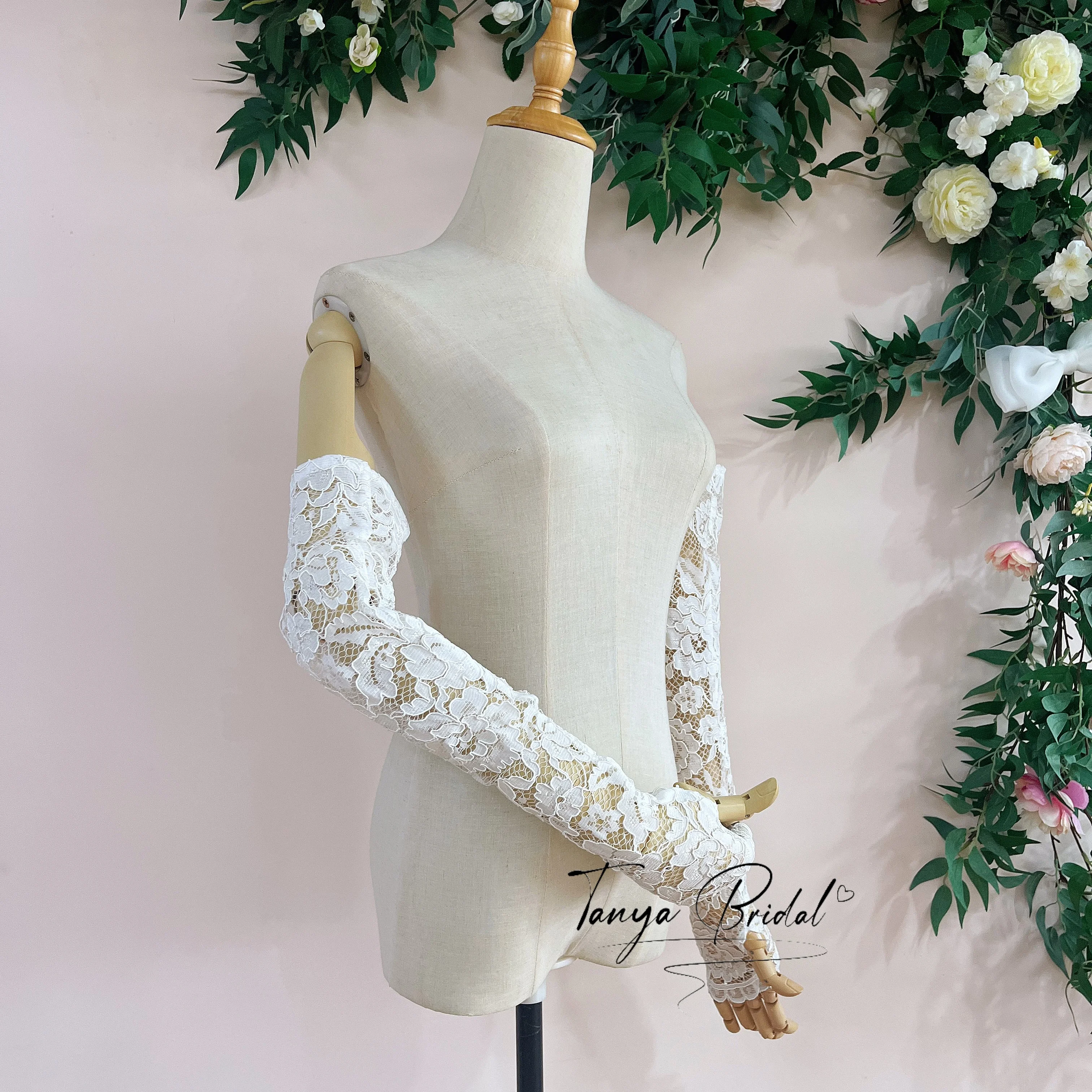 Romantic Lace Removable Sleeves for Wedding Dress Modest Arm Accessories Detachable Bridal Sleeve
