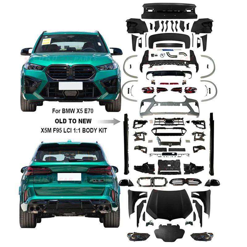 

X5 E70 (2008-2013) to 2024 X5M F95 LCI 1:1 Style Body Kit – Bumper, Laser Headlight, Fender (Old to New)