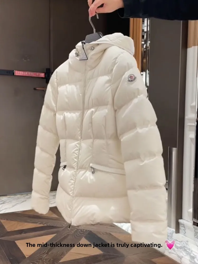 Ele blanc Puffer Jaet manteau d'hiver pour femme taille haute à capuche en fibre de polyester duvet chaud usage quotidien