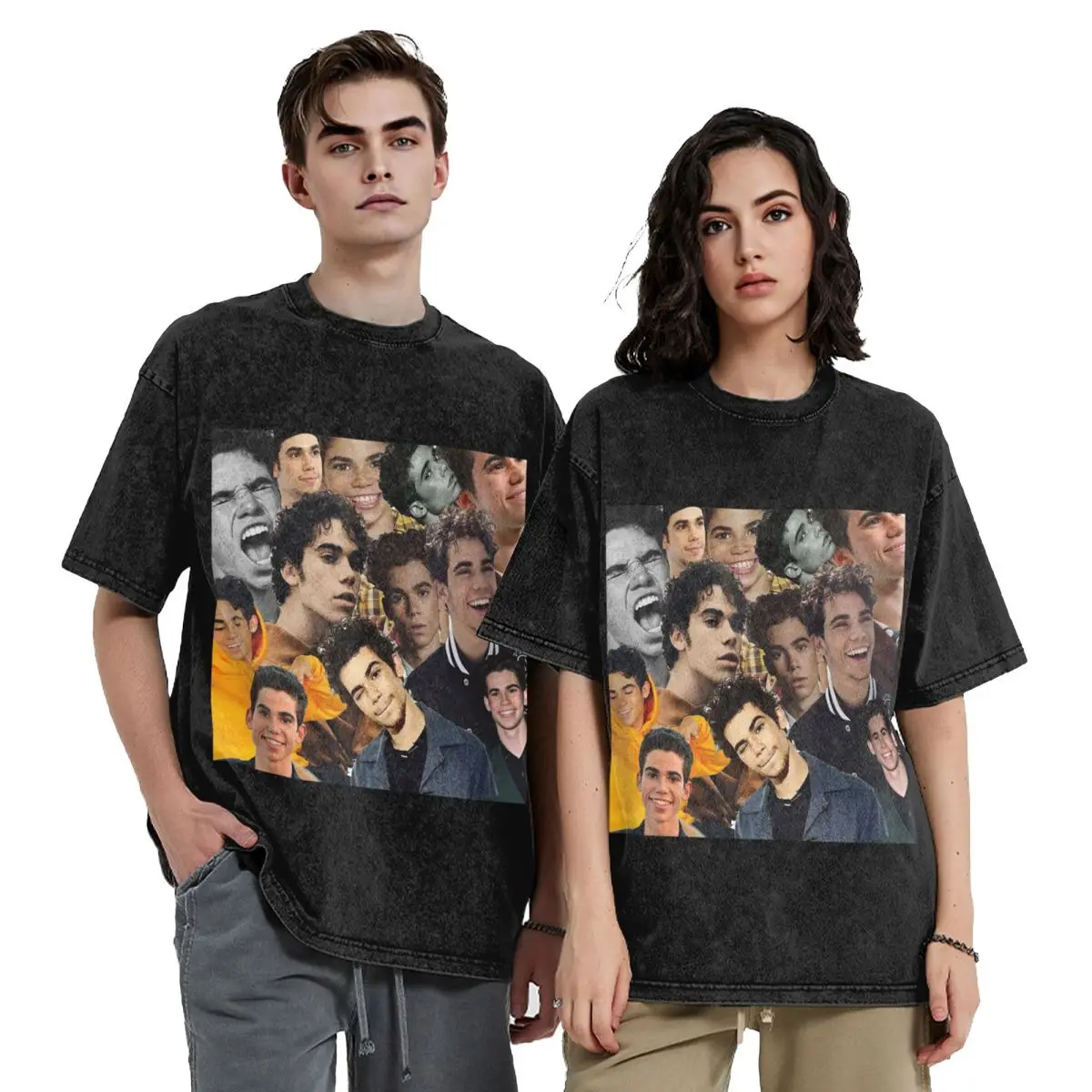 Cameron Boyce Collage Design 2019 Hip Hop Short Sleeve T-Shirts Washed Tops Tees Streetwear T Shirt Oversized for Men woman