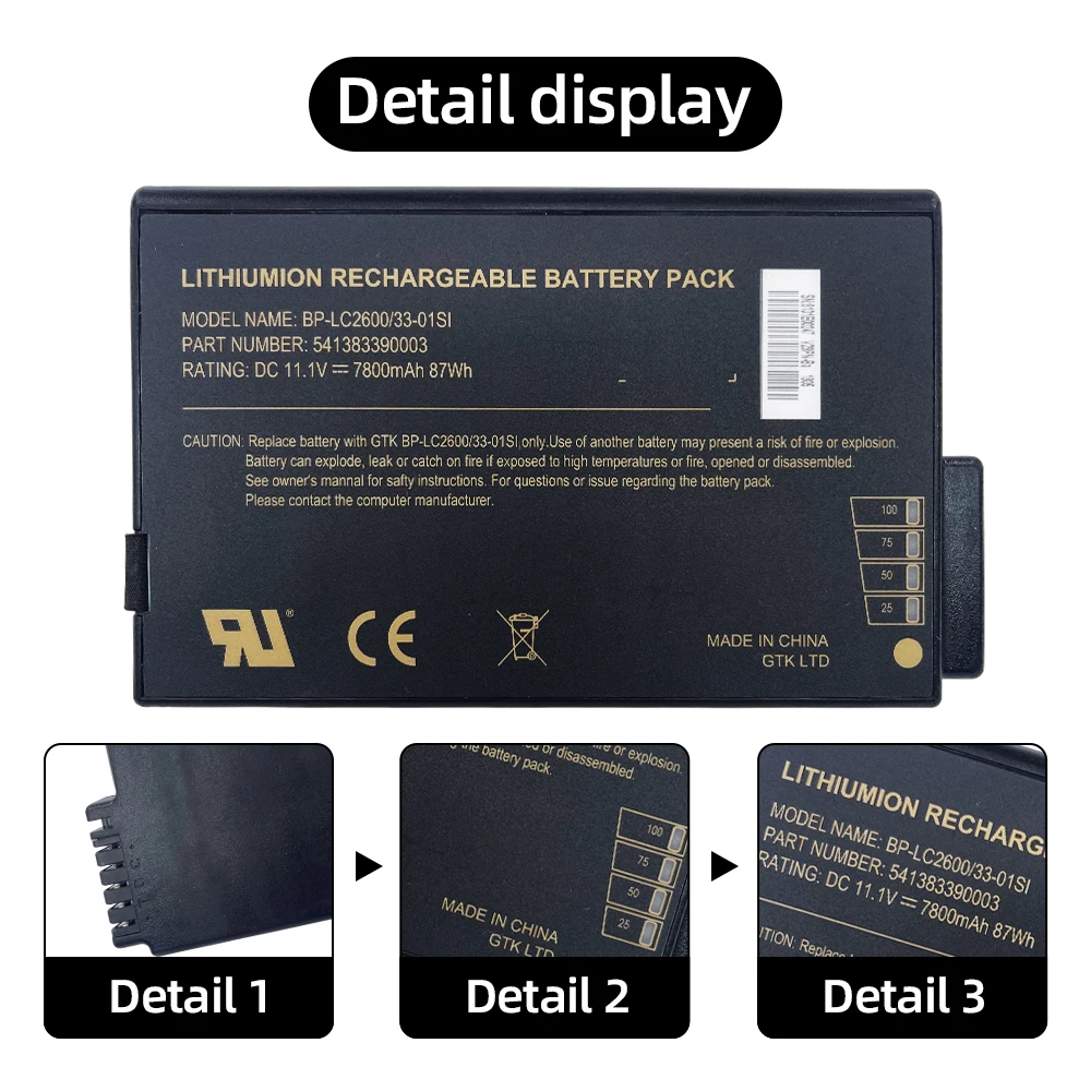 New Laptop Battery BP-LC2600/33-01SI 11.1V 87Wh 7800mAh High Quality For Getac X500 S400 V1010