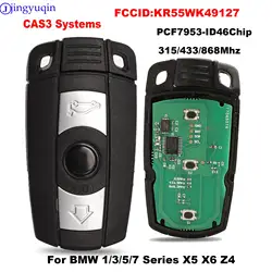 Jingyuqin 315/433/868Mhz pilot samochodowy inteligentny klucz do BMW 1/3/5/7 serii X5 X6 Z4 CAS3 systemów KR55WK49127 PCF7953/ID46 układu