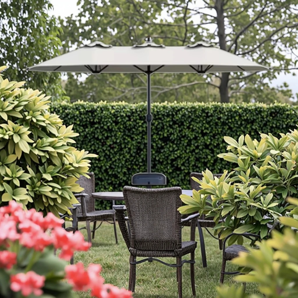 

Modern Three-Head Iron Outdoor Umbrella Dual-Use Exclusive for Garden Restaurants Hotels-Waterproof Patio Furniture Base