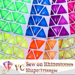 VC Neon Fluorescent Triangle Sew on Rhinestone Triangle Sewing Diamond Glass Diamond Flatback DIY Accessories Wedding