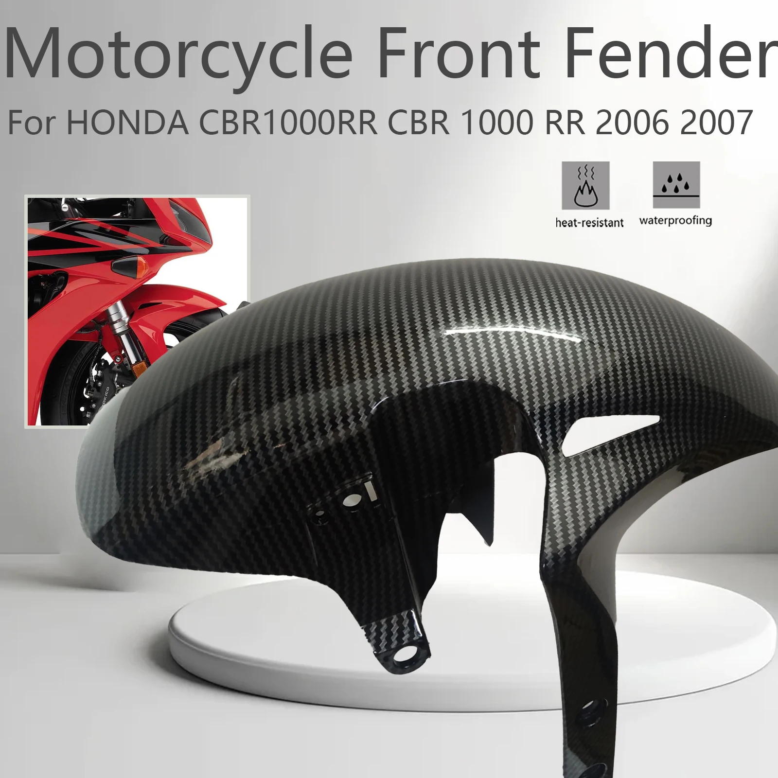 

For HONDA CBR1000RR CBR 1000 RR 2006 2007 Motorcycle Mudguard Front Tire Fender Fairings Accessories ABS Carbon Fiber