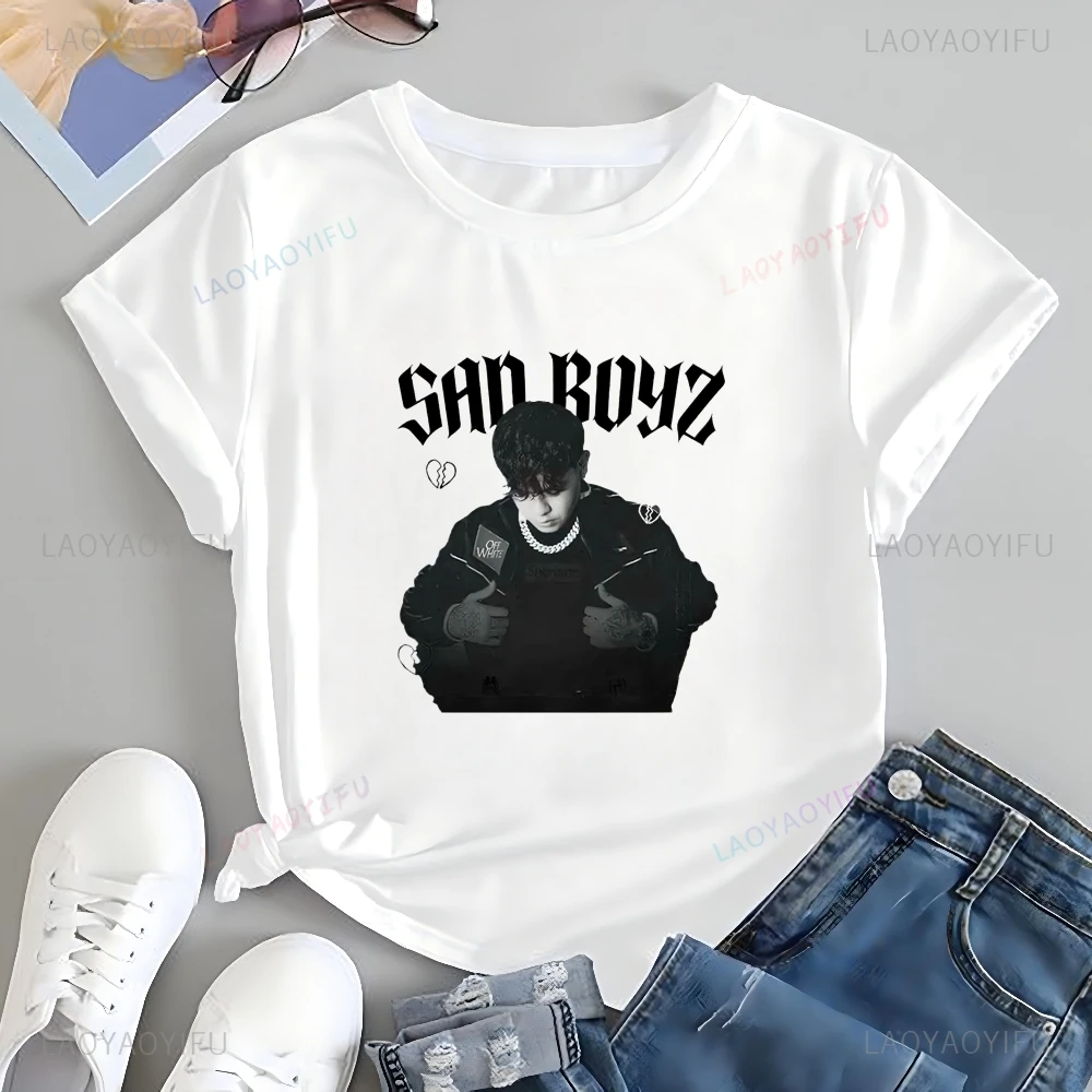 

Junior H Sad Boyz Printed T-shirt Junior H Top Neutral Trend Harajuku Short Sleeve Unisex Shirt Graphic Large T-shirt