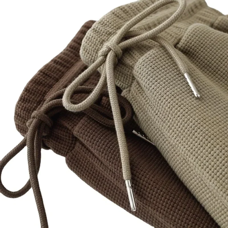 2023 Men's Casual Pants Loose Waffle Plaid Pants Young Men Spring Autumn Seasons Sweatpants Casual Sweatpants