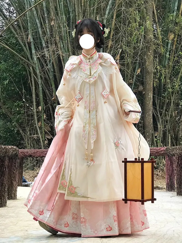 Hanfu women skirt heavy embroidery shoulder stand collar shirt