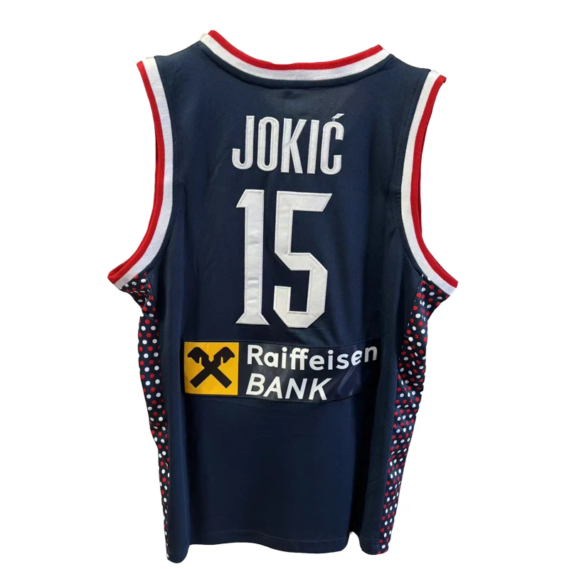 Basketball jerseys 2024 Srbija 15 Jokic jersey Sewing embroidery Cheap High Quality Outdoor sportswear White navy blue