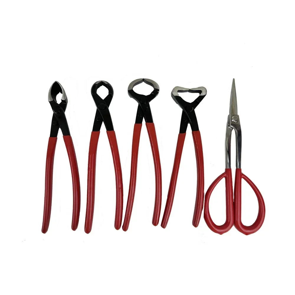 1 set  Carbon Steel Garden Bonsai Tool Set Extensive Cutter Scissors Kit Jin Plier Red handle New Design