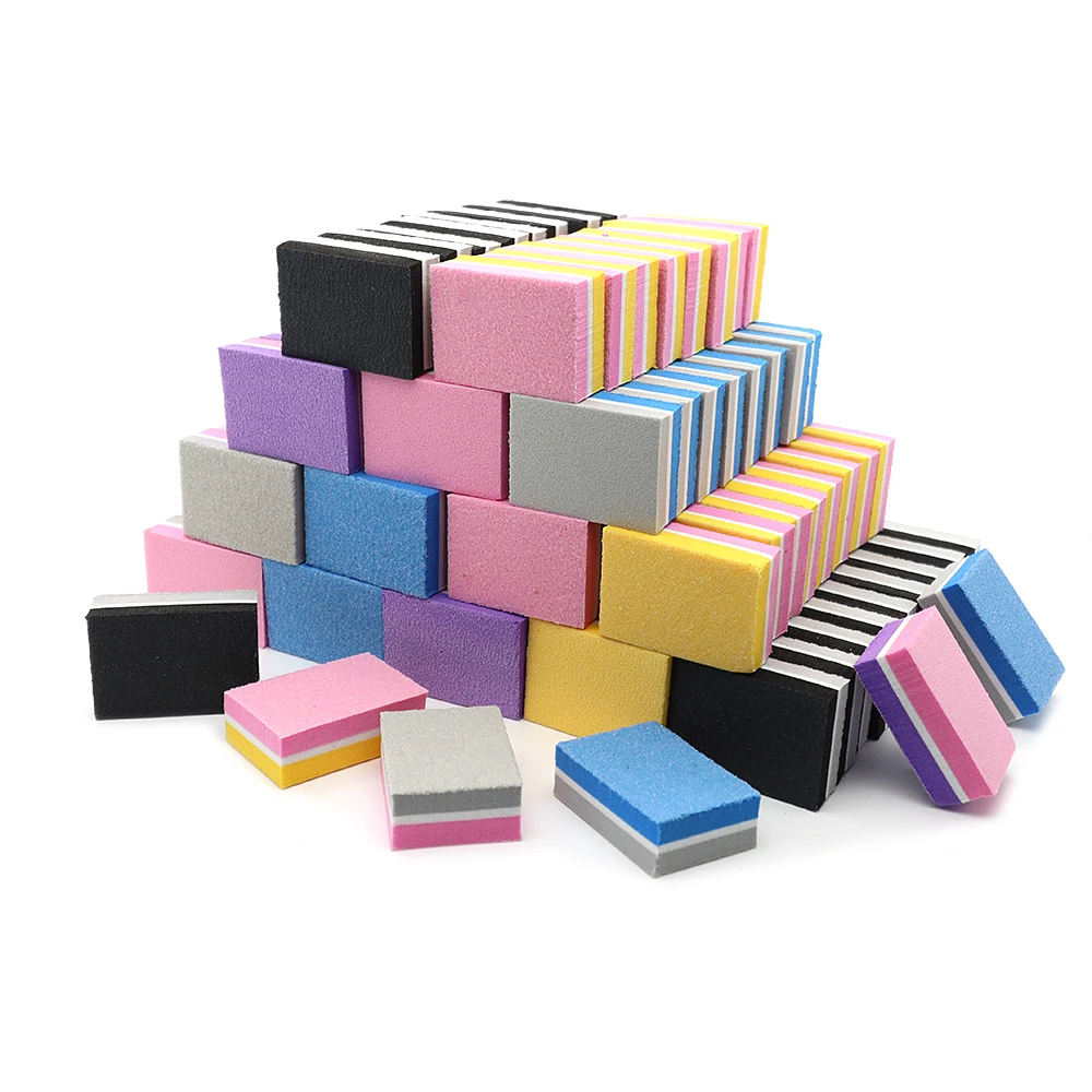 

10 Pcs/Lot Resue Nail File Product Double-Sided Sandpaper Small Sponge Square Nials File Tool Grit 100/180 To Salon/Professional