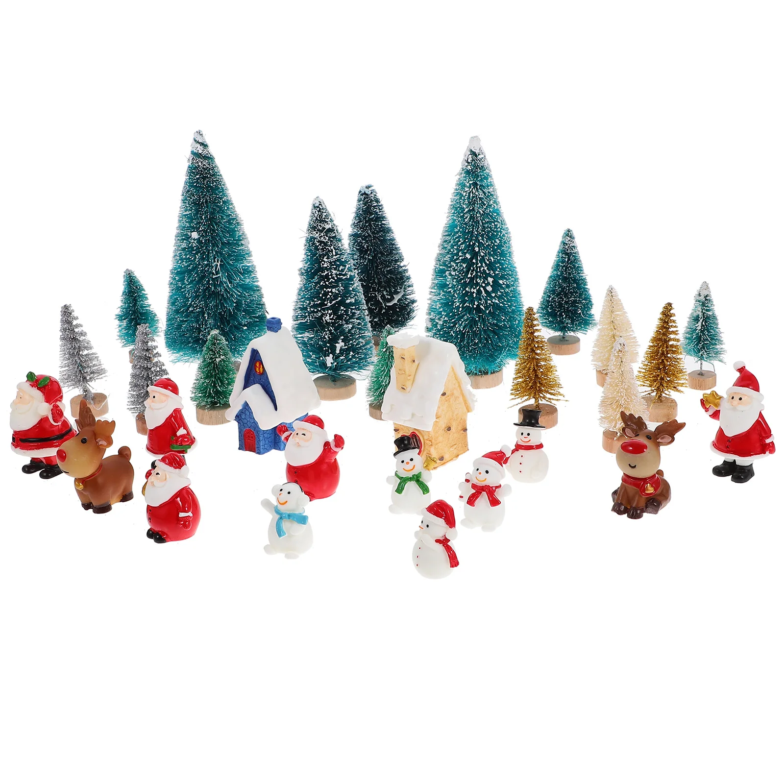 

Mini Christmas naments Set 10pcs Exquisite House Decorations Festive Snow Tower Pine Tree Craft Supplies Miniature Kit