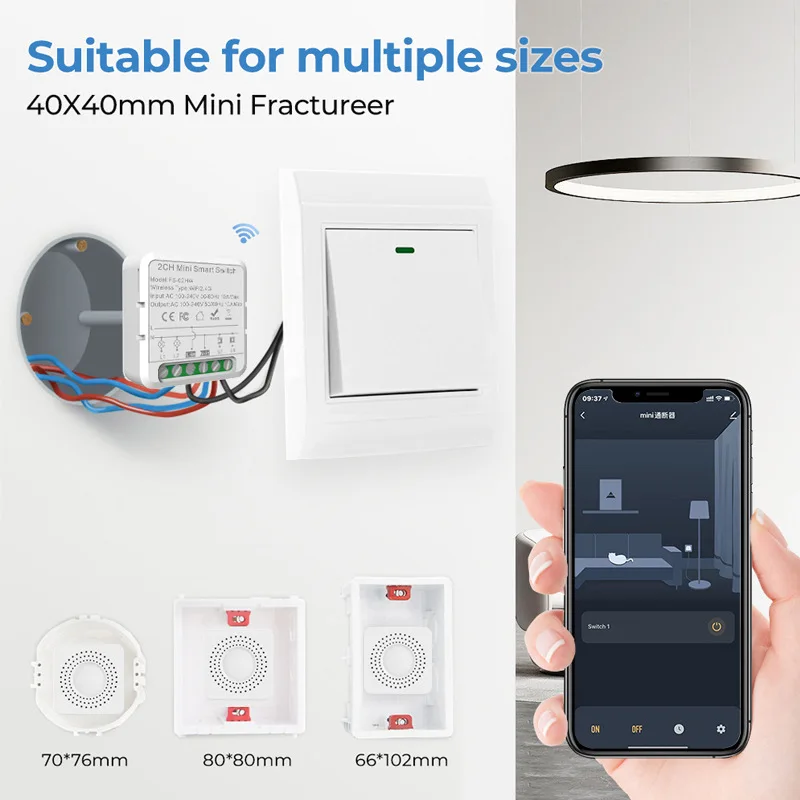 Tuya WiFi Módulo Interruptor de Luz Inteligente, Vida Inteligente, Automação DIY Breaker, Controle 2 Way, Trabalhar com Alexa, Google Home, 1 Gang, 2 Gang, 3 Gang, 4 Gang