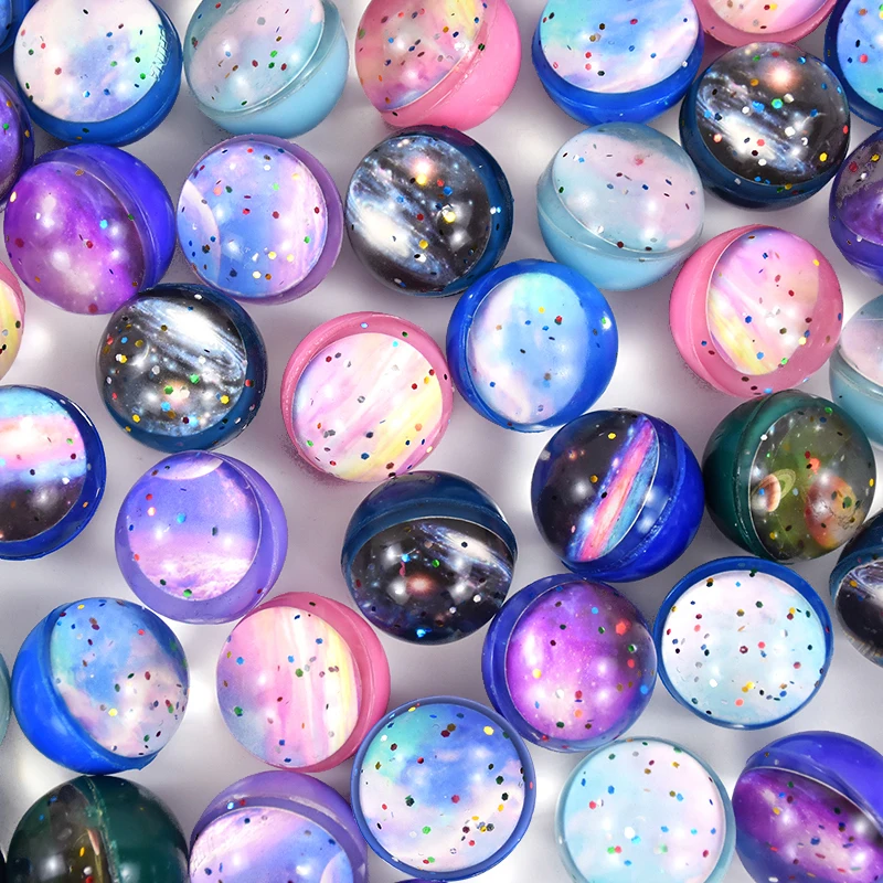 10Pcs 32mm Space Starry Sky Planet Jumping Bounce Ball Outdoor Toys for Kids Birthday Party Favos Pinata Fillers Christmas Gift