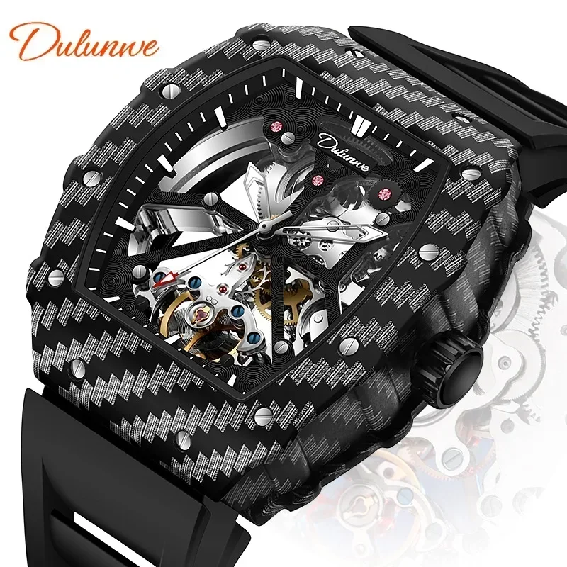 

Wine Barrel Man Tourbillon Automatic Mechanical Watch Hollow Mechanical Waterproof Glow in The Dark Men Silica Gel Sports Watch