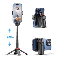 New F07 Mini Selfie Stick Tripod 410mm Mini Aluminum Foldable Ultra-Compact Handheld Grip Selfie Stick Tripod for Mobile Phones