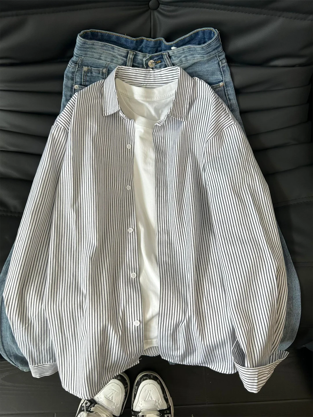 

Мужские Long Sve Striped irt Cleanfit Sle Autumn Faion Vintage Brand Bla White Vertical Stripes High End Feeling Bus...