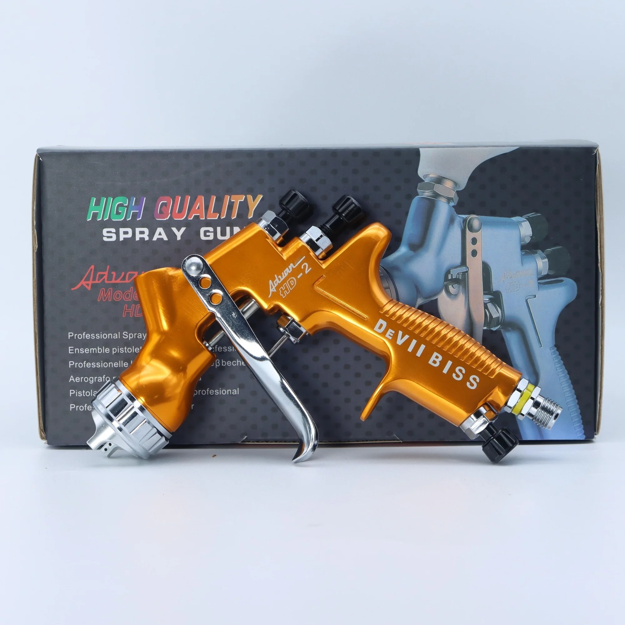 DeVilblss HD Series Spray Gun High Volume Low Pressure HVLP Atomizer for Base Coat Clear Coat Auto Body Repair Tool Kit