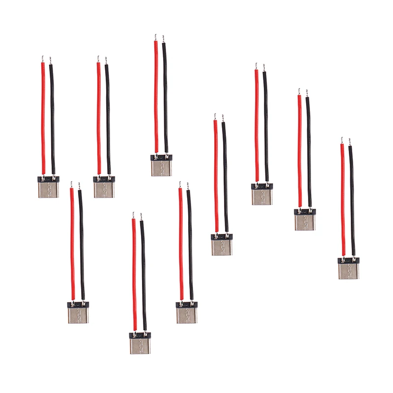 10Pcs USB Type-C 2Pin Soldered Female Base With Wire TypeC Female 3A High Current Socket USB C Connector Cable Female Port