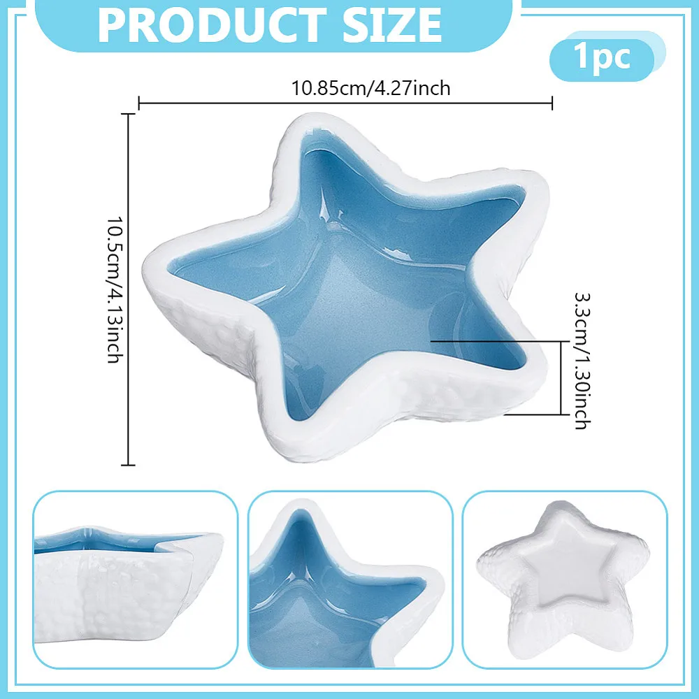 Starfish Shape Ceramic Jewelry Tray Ceramic Ring Earring Holder Ocean-themed Decorative Trinket Plate for Rings Earrings