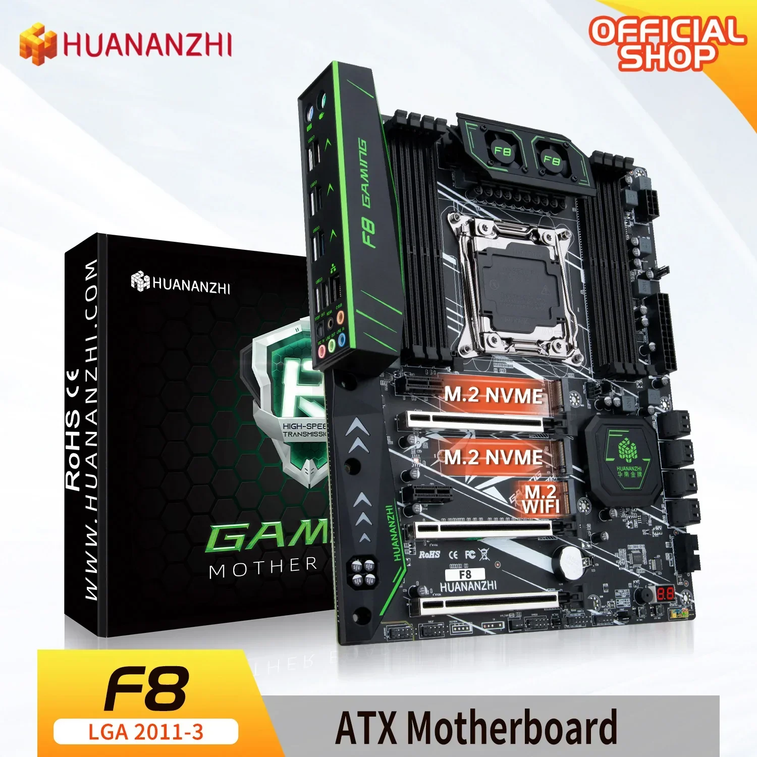 HUANANZHI X99 F8 LGA 2011-3 XEON X99 Motherboard support Intel E5 2640 2666 2670 2678 2696 v3 v4 DDR4 RECC NONECC memory NVME RU