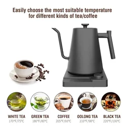 Hervidor eléctrico de cuello de cisne con Control de temperatura, tetera eléctrica para café y té, 110V/220V