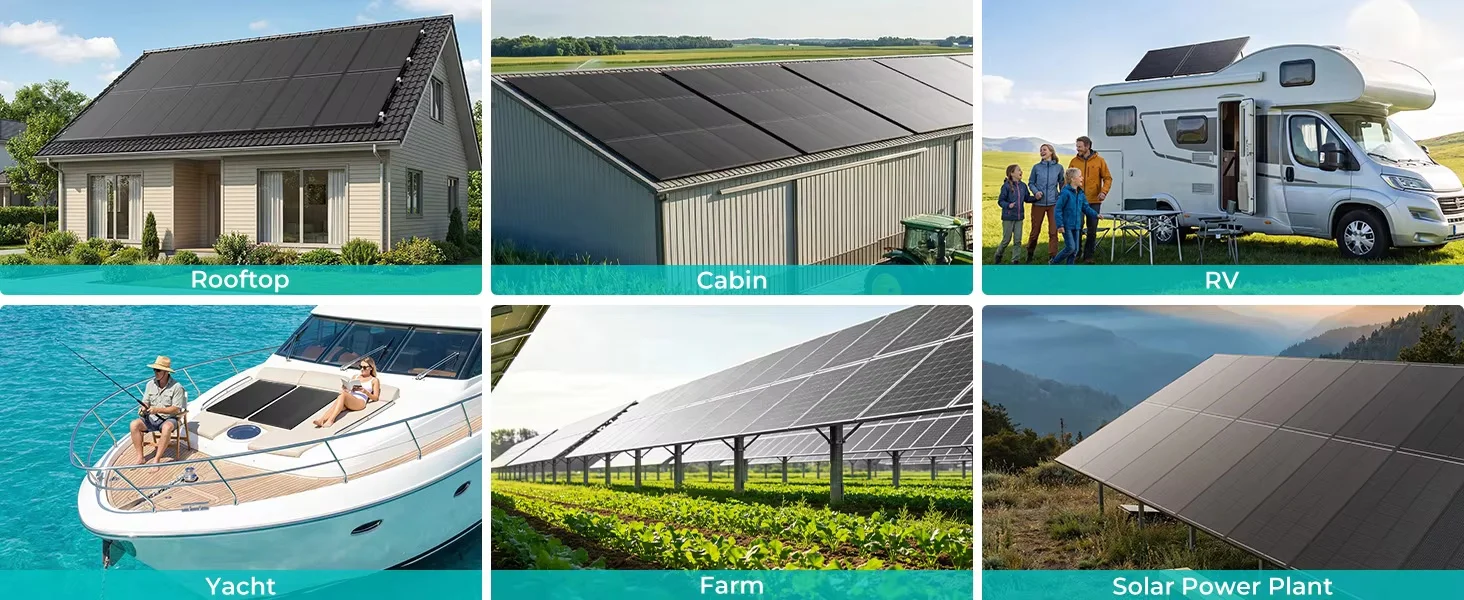 ECOBOSS 100W Solar Panel N-Type 16BB 25.8% Efficiency 100 Watt Solar Panels Monocrystalline Modules for 12V Off-Grid Systems Trailers Campers Boats Farms Cabins and Rooftops