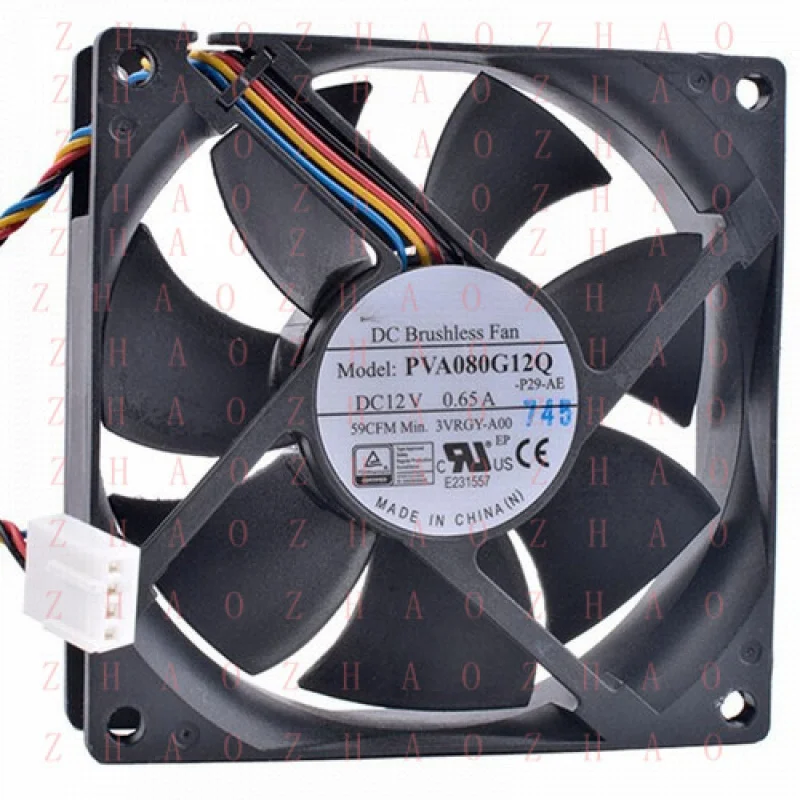 L+ FOR  FOXCONN PVA080G12Q DC Brushless Fan 80*80*25mm 12V 0.65A 4Pin 3VRGY-A00 Model