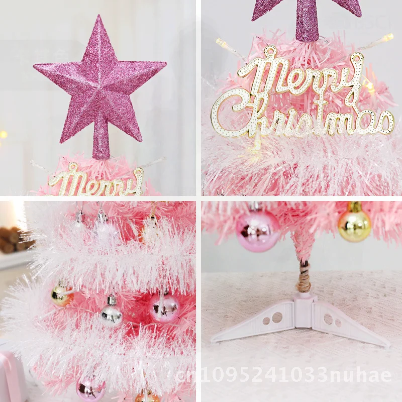 

Mini Pink Christmas Tree 45/60cm PVC Desktop Decoration Home Ornaments Cross-Border Shopping Mall Festive Atmosphere