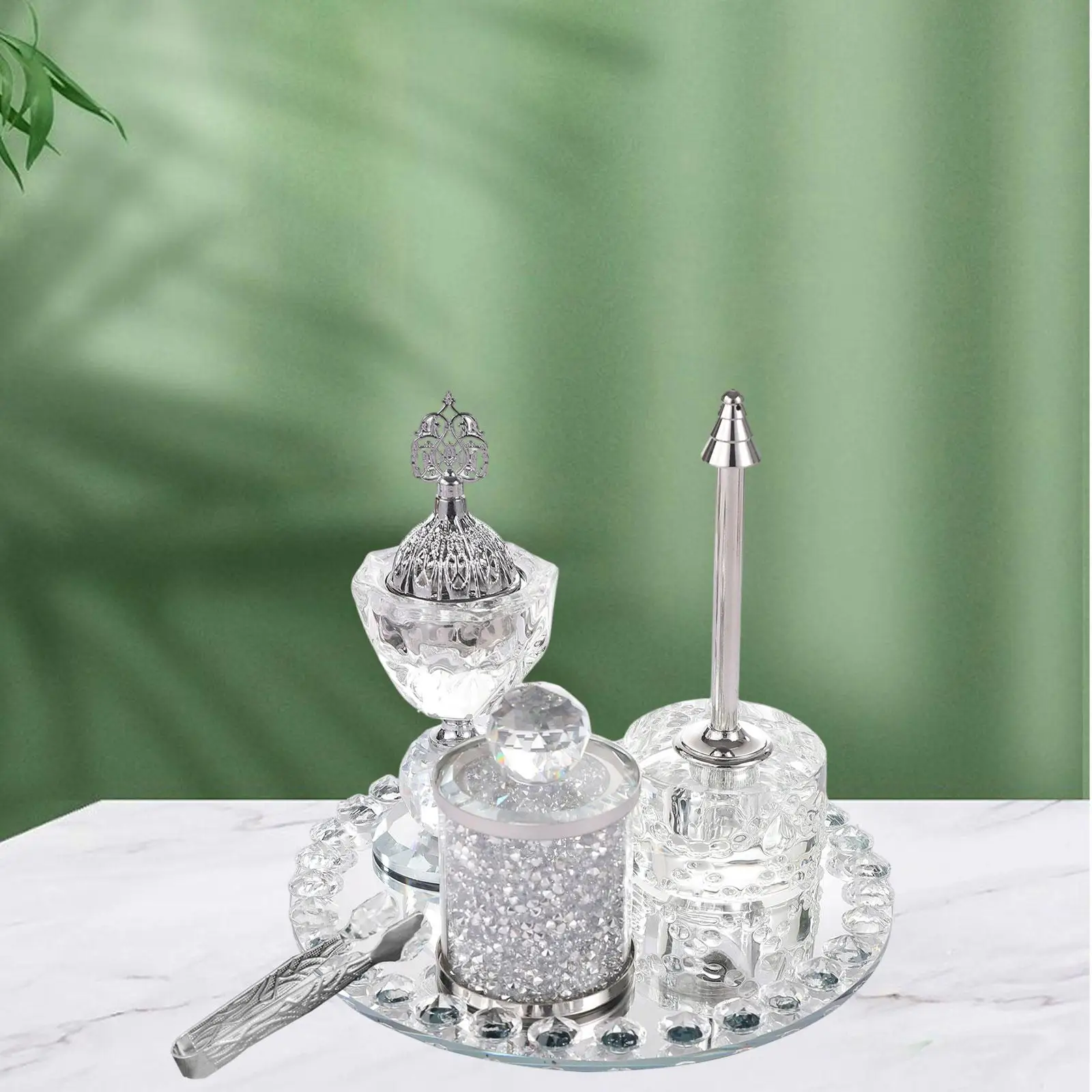 

5x Glass Incense Burner Set Tongs Censer for Office Living Room Meditation