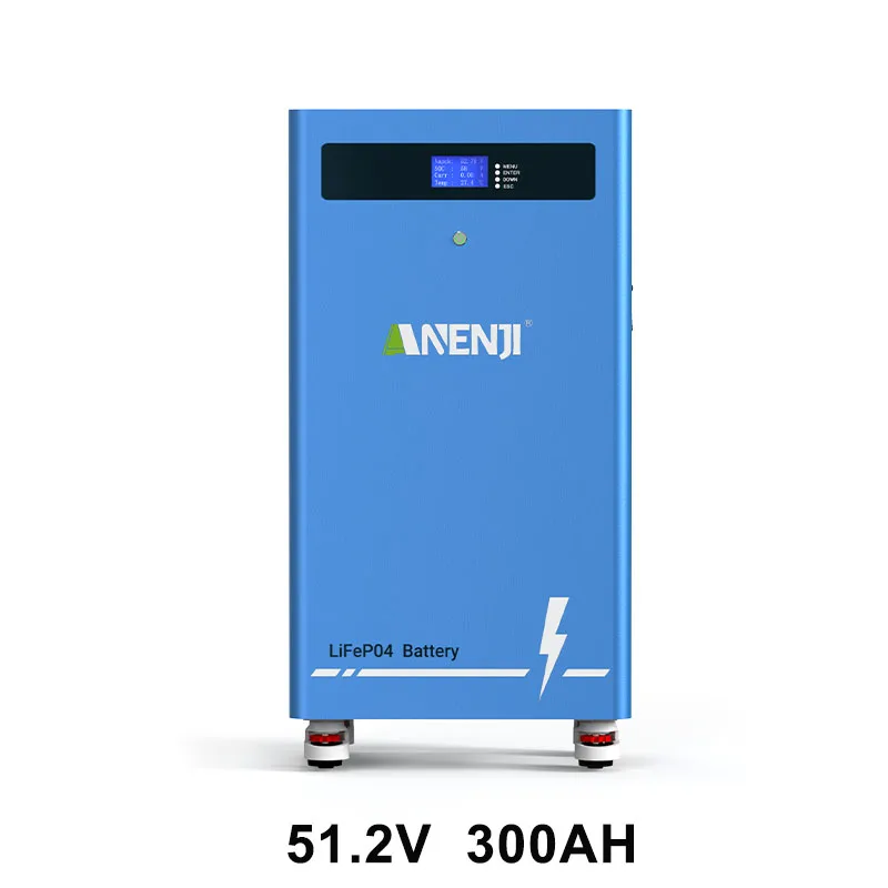 ANENJI 16KWh litowo-żelazowo-fosforanowy akumulator 51.2V 300AH jakość A+ 6000+ cykli, solarny system magazynowania energii domowej, litowo-żelazowo-fosforanowy, dostępność w UE — 2