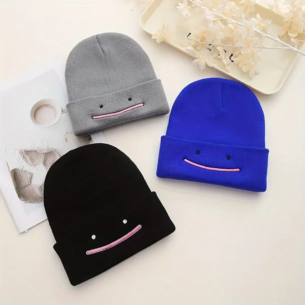 Knitting Hat Fashion Anime Men Women Beanie Autumn Winter Warmer Bonnet Cute Embroidery Outdoor Windproof Cap Casual Hats