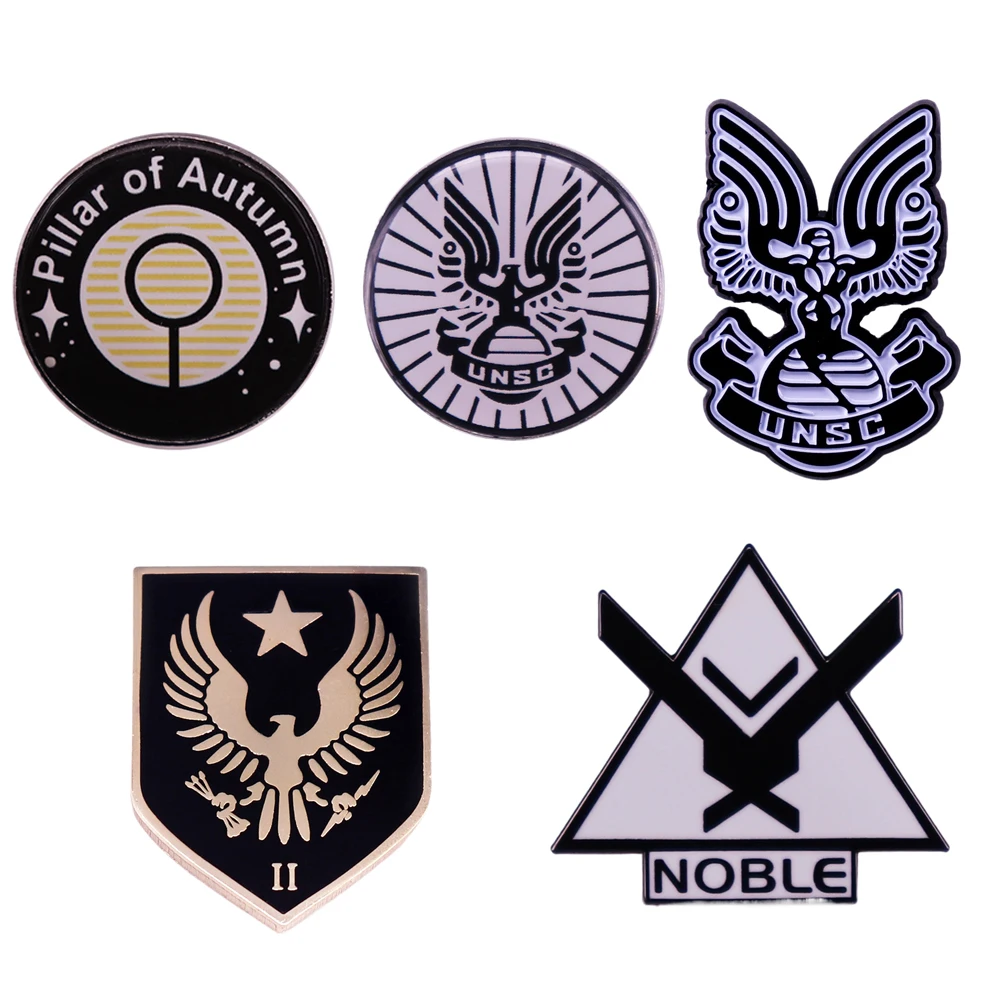 H-a-l-o Pin Set Classic Game Periphery Lapel Badge Brooch Jewelry for Gamers Collection