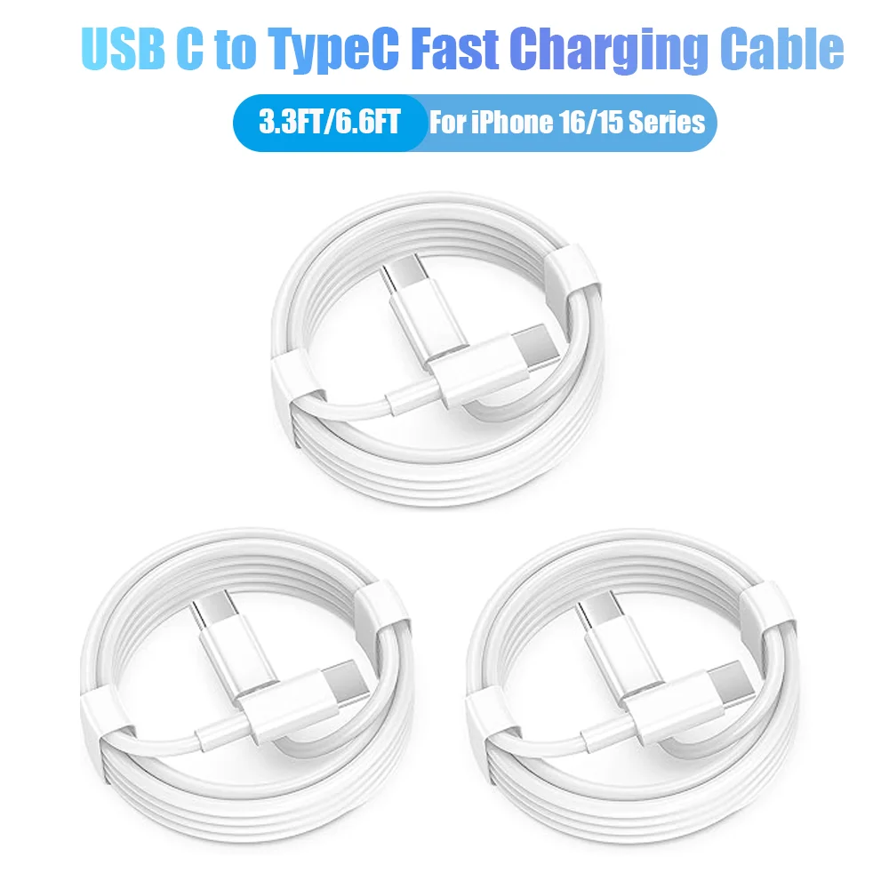 

1-3 шт. кабель USB C для быстрой зарядки типа C, 3,3 фута/6,6 фута для iPhone 16 15 Pro Max, Samsung Xiaomi, телефон, синхронизация данных, зарядное устройство, провод