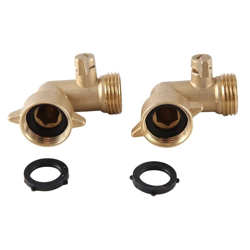 

2Pcs 3/4In Hose Adapter Garden Hose Connector With Shut Off Valve With 2 O-Rings Solid Brass