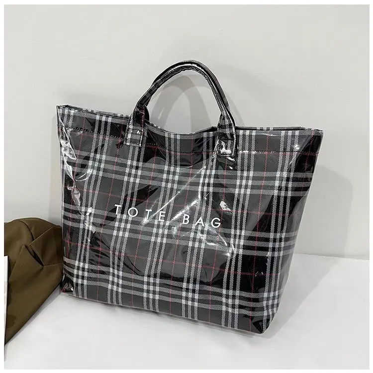 

2026 New Women Waterproof Tote Bag, Retro Plaid Large Capacity Shopping Bag, Top Handle Shoulder Crossbody Bag for Daily Use